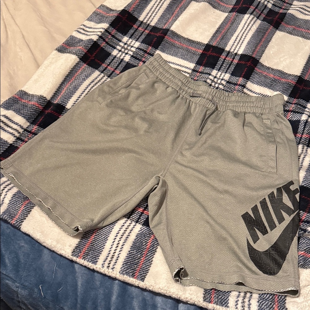 Nike Men's Athletic Gray Shorts with Black Logo